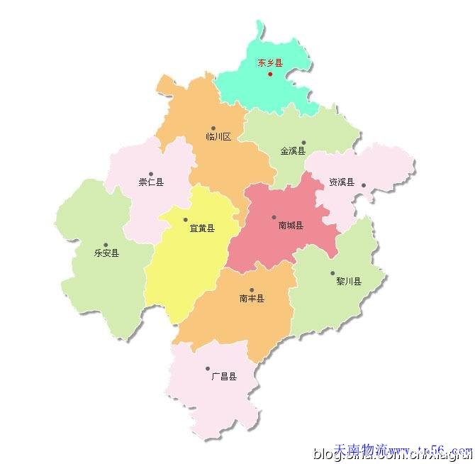 东莞到抚州物流地图