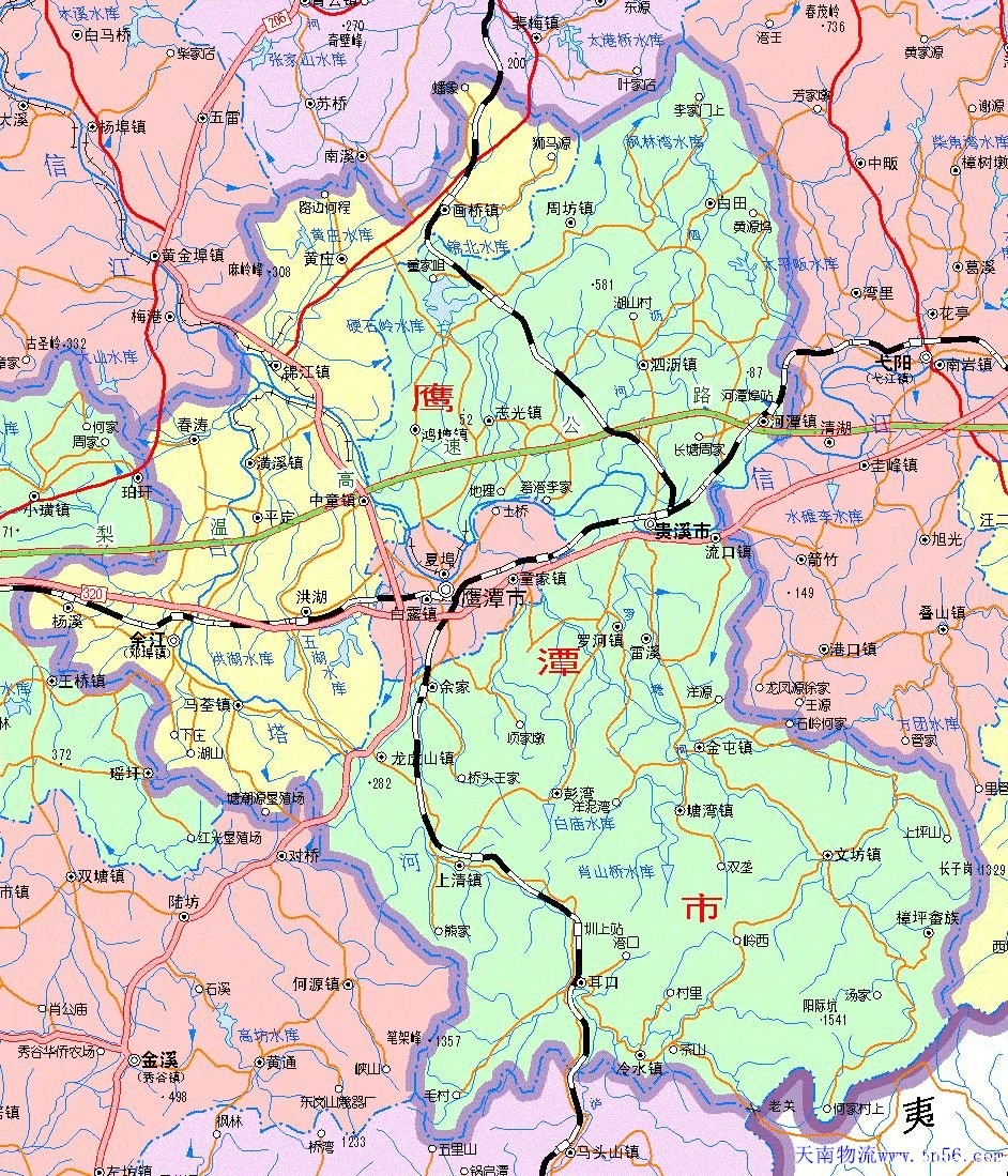 东莞到鹰潭物流地图