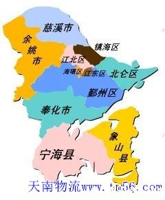东莞到宁波市物流地图