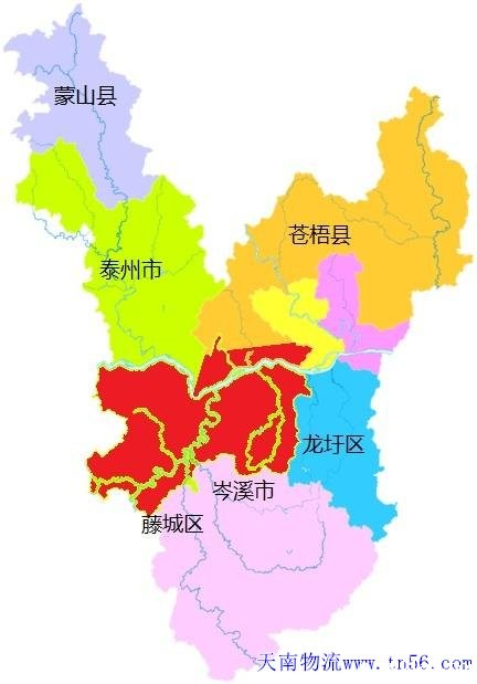东莞到梧州市物流地图